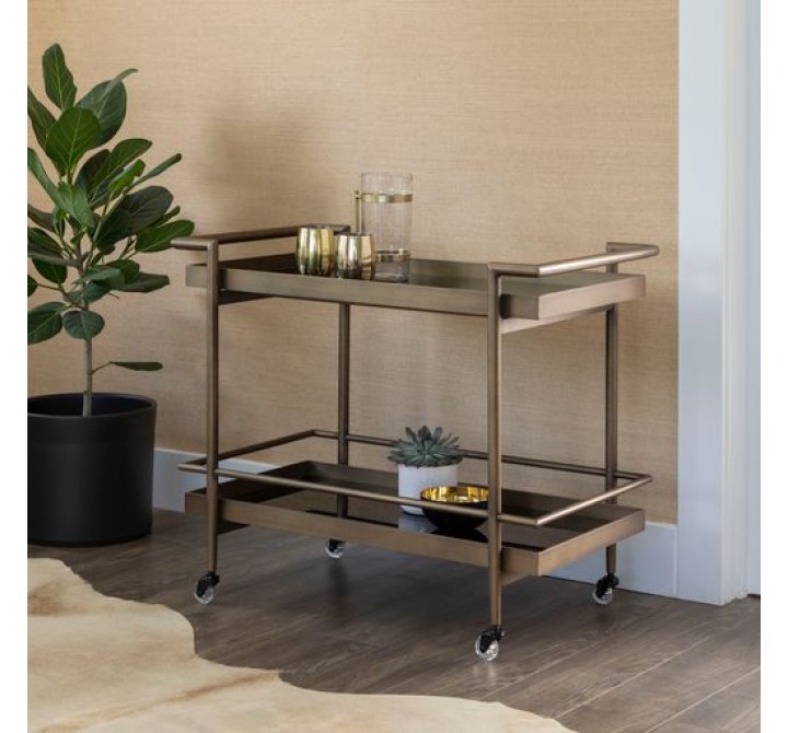Sunpan Livingston Bar Cart Antique Brass - Lifestyle