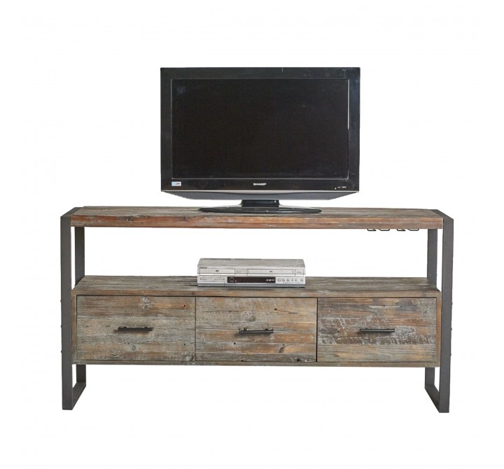 Crawford and Burke Stewart Antique Gray 60" Media Console, Front Angle