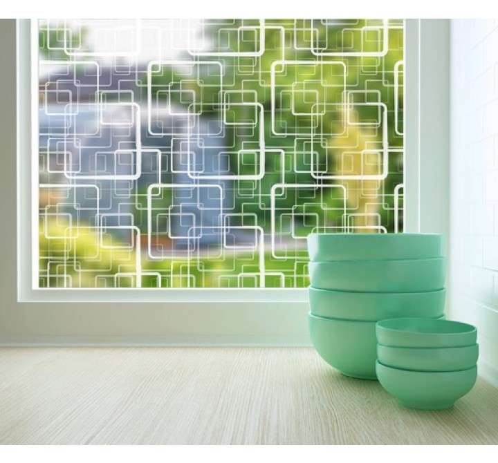 Odhams Press Retro Squares Sheer Adhesive Window Film