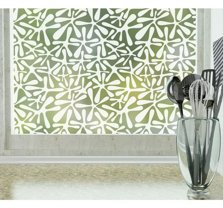 Odhams Press Groovy Amoeba Frosted Non-Adhesive Decorative Window Film - Privacy Cling Film