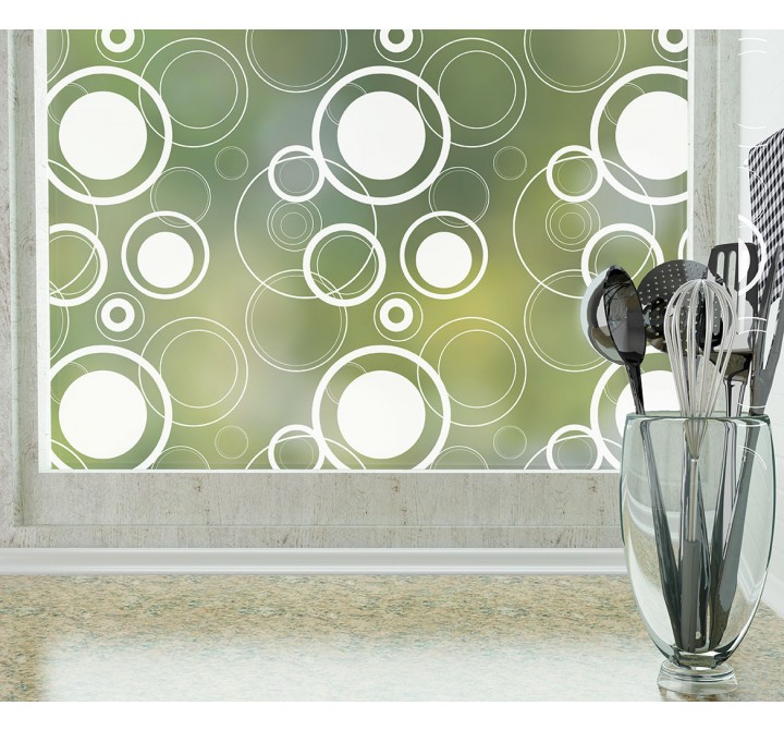 Odhams Press Retro Dots Frosted Non-Adhesive Decorative Window Film - Privacy Cling Film