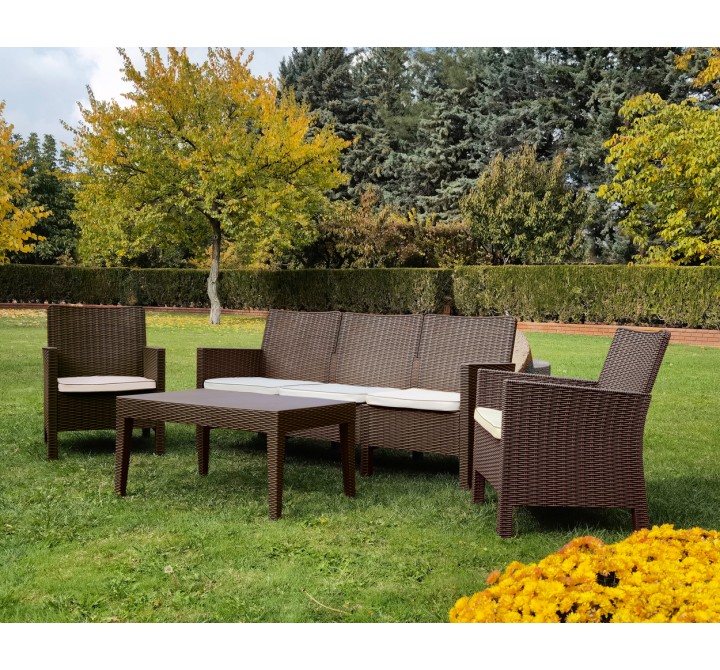Rainbow Outdoor Nova 4-Piece Sofa Set with Cushions-Brown