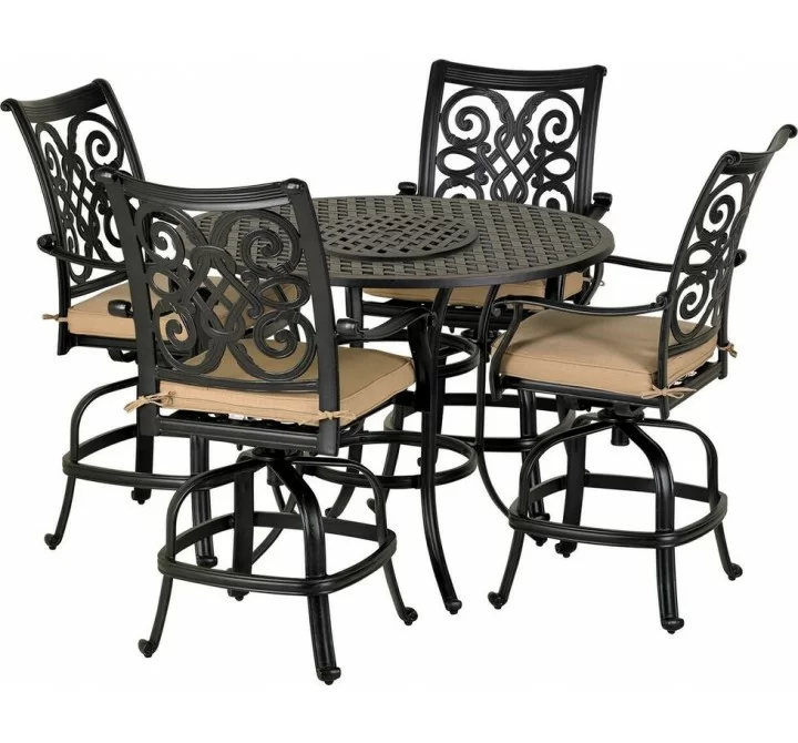 Patio Resort Lifestyles Venice 5-Piece Counter Set - With Counter Stools
