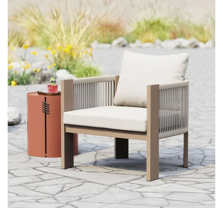 Rebel Accent Chair in Beige- Lifestyle 1