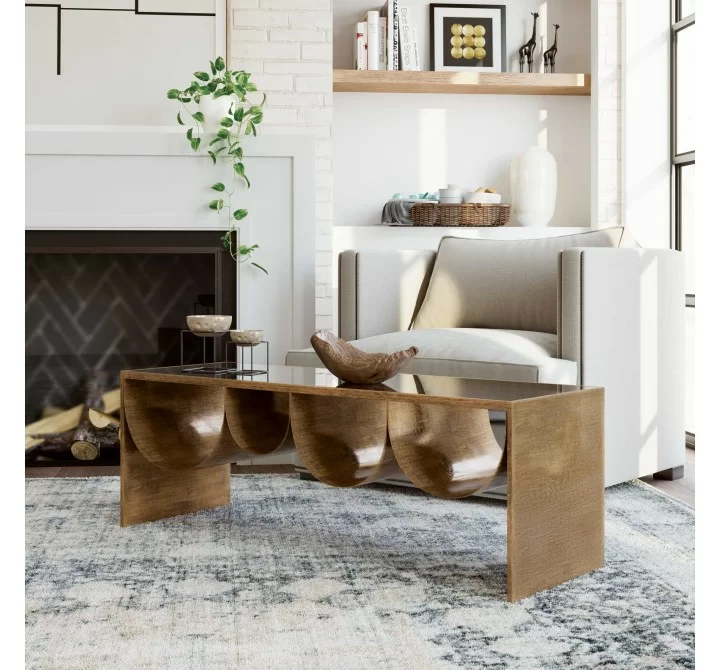 Reed Coffee Table Brass & Black - Lifestyle