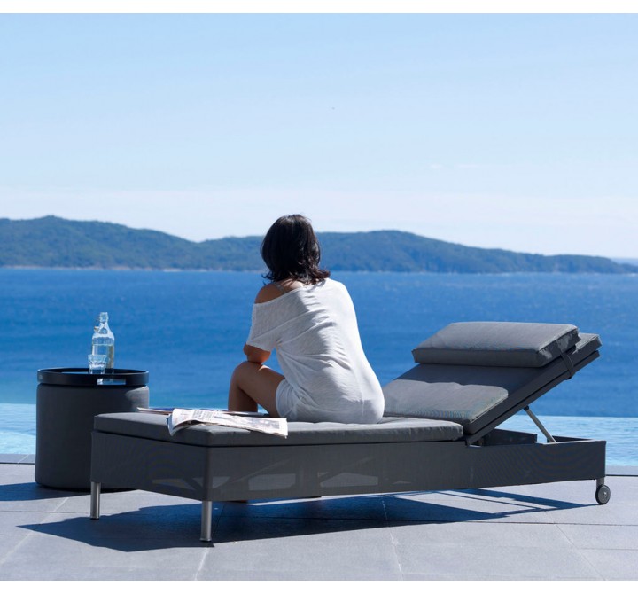 Cane-Line Rest Sunbed, Single, Incl. Grey Cane-Line Cushion Set_11_009
