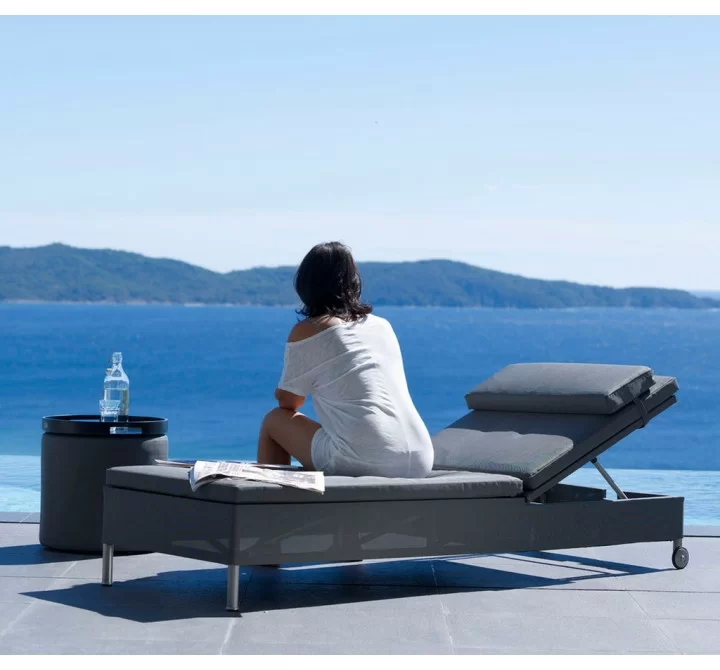 Cane-Line Rest Sunbed, Single, Incl. Grey Cane-Line Cushion Set_11_009