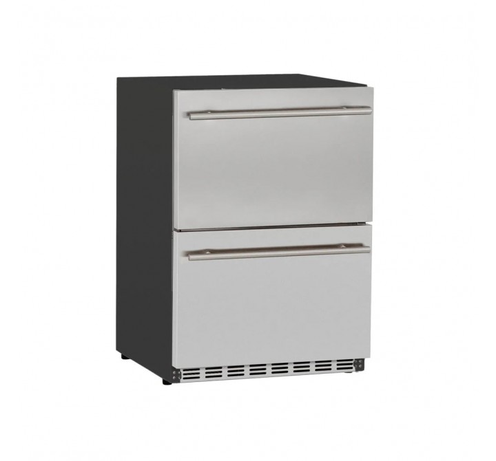 Summerset Grills 24 5.3C Deluxe Outdoor Rated 2-Drawer Fridge - Angled