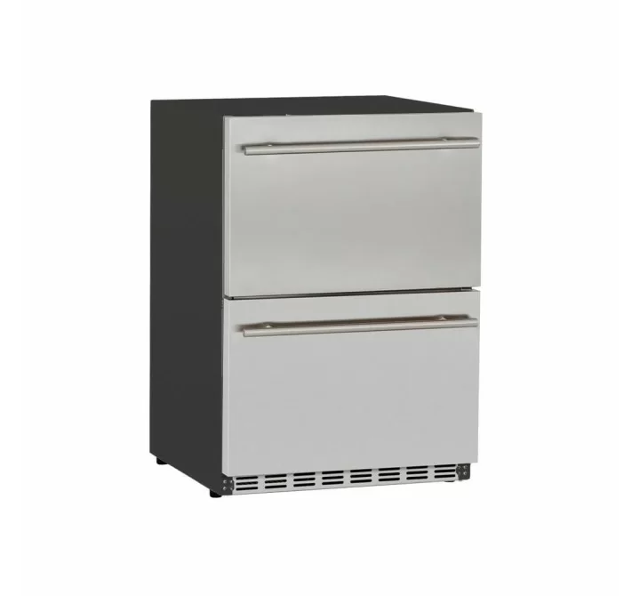 Summerset Grills 24 5.3C Deluxe Outdoor Rated 2-Drawer Fridge - Angled