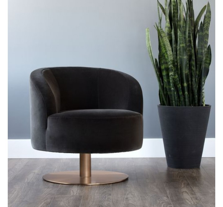 Sunpan Peggy Swivel Lounge Chair Giotto Cabernet / Giotto Shale Grey - Lifestyle