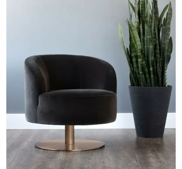 Sunpan Peggy Swivel Lounge Chair Giotto Cabernet / Giotto Shale Grey - Lifestyle