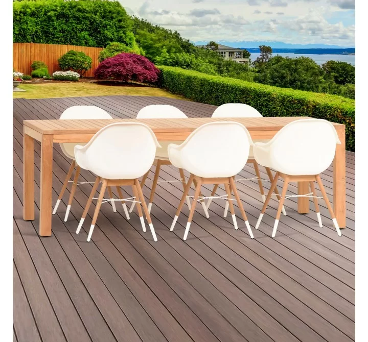 Amazonia Charlotte Deluxe 7 Piece Teak Rectangular Patio Dining Set