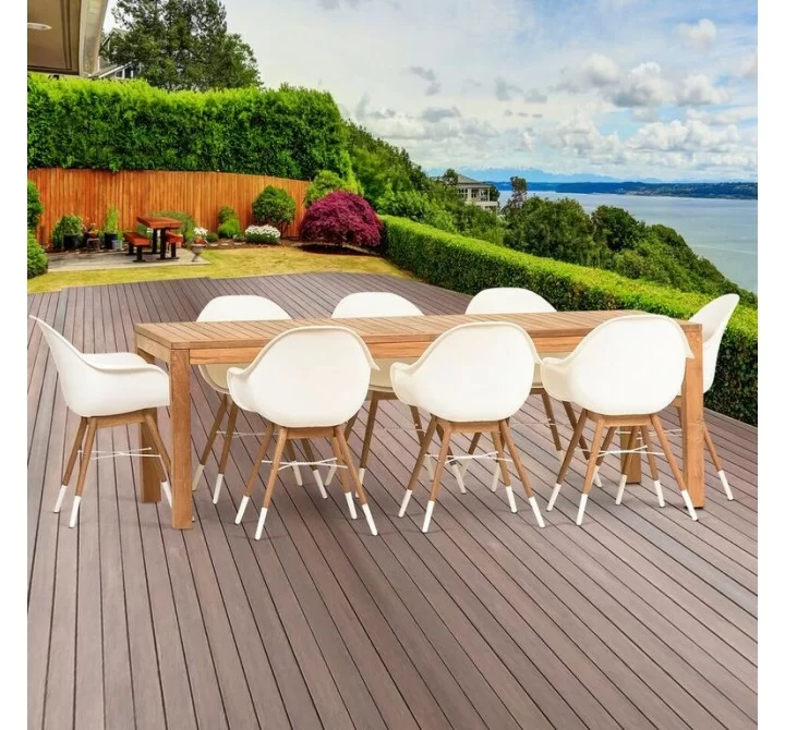 Amazonia Charlotte 9 Piece Teak Rectangular Patio Dining Set - Lifestyle