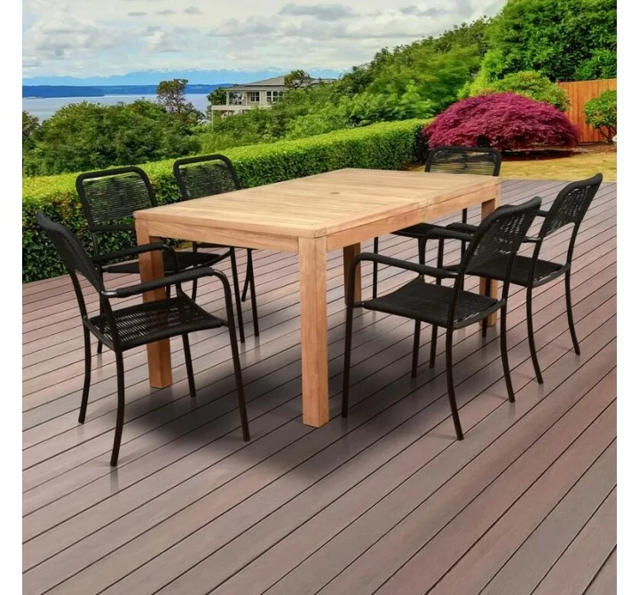 Amazonia Oosterdam 7 Piece Teak Rectangular Patio Dining Set