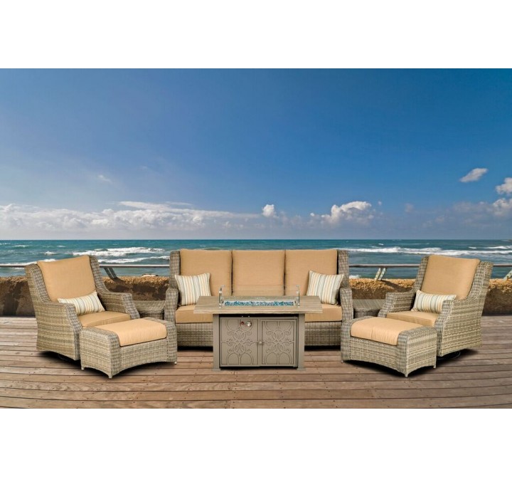 Rome Platinum 5-Piece Fire Chat Set - Canvas Heather Beige