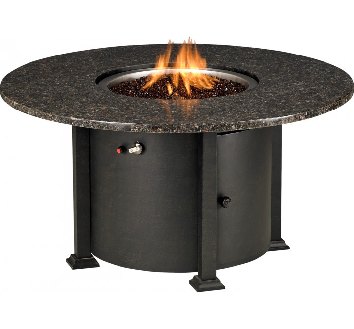 Rome 48" Round Granite Fire Table With Burner - With Fire