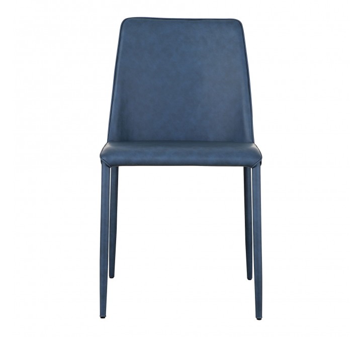 Moe's Home Collection Nora Dining Chair Ocean Cavern Grey Vegan Leather - Set of Two - Front Angle