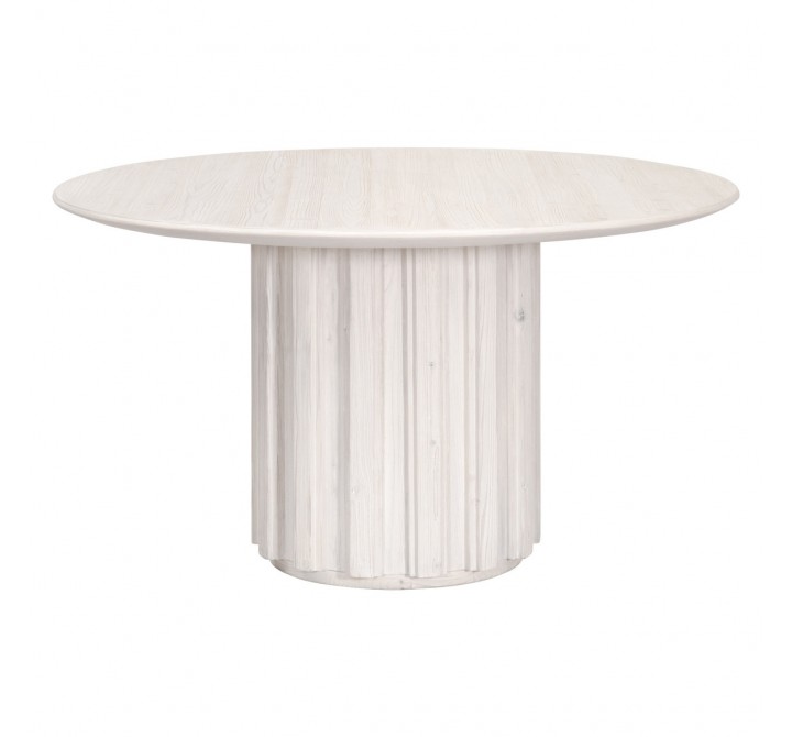 Essentials For Living Roma 54" Round Dining Table - White Wash Pine - Front Angle