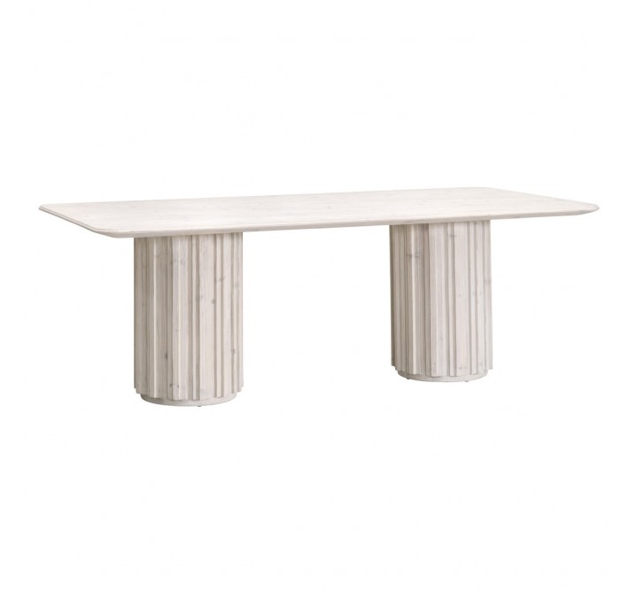 Essentials For Living Roma Dining Table - White Wash Pine - Front Side Angle