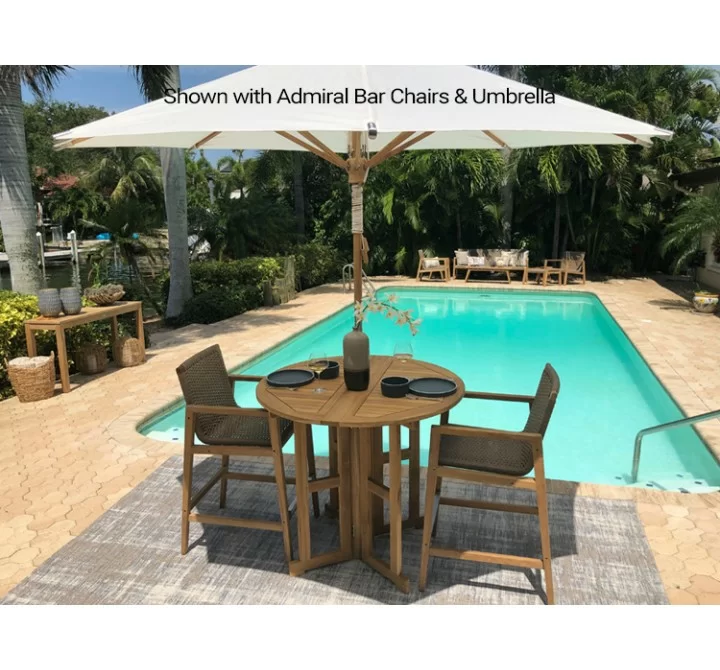 Royal Teak Admiral Bar Drop Leaf Table Round 45" Outdoor set View