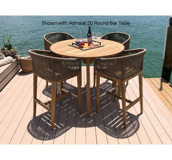 Royal Teak Malibu Bar Chair Desert Sand With Round Table