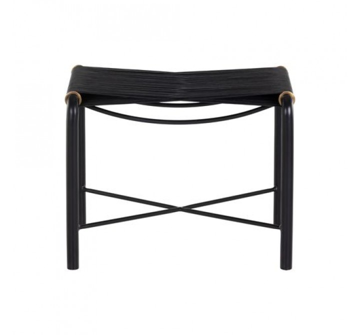 Sunpan Riz Stool - Black Leather - Front Angle