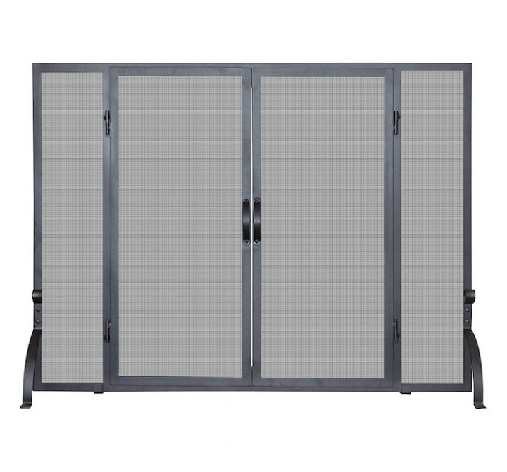 Mr. Bar-B-Q UniFlame® Single Panel Black Wrought Iron Screen with Doors, Small