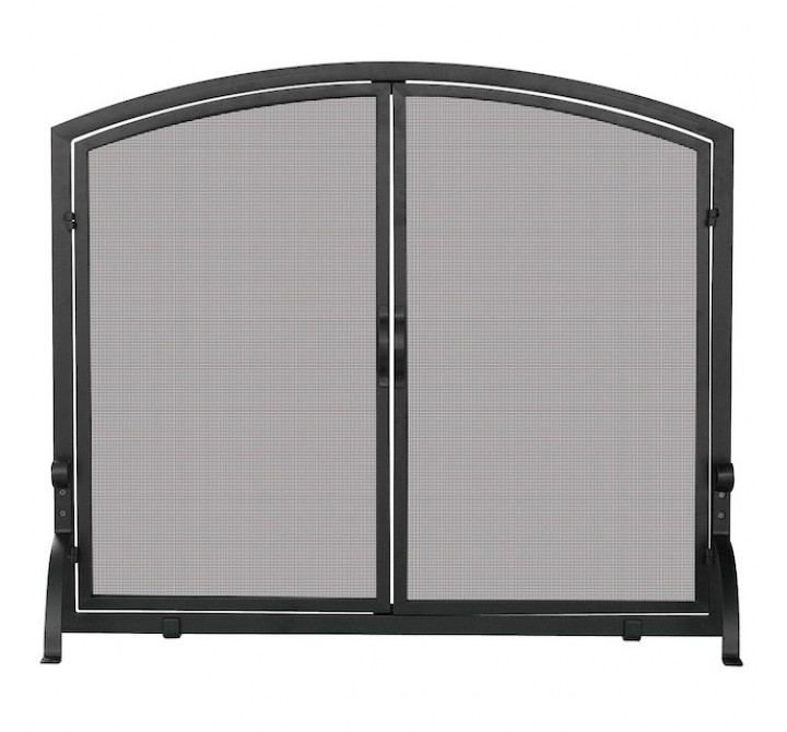 Mr. Bar-B-Q UniFlame® Single Panel Black Wrought Iron Screen with Doors, Medium