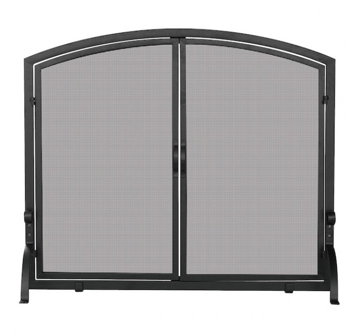 Mr. Bar-B-Q UniFlame® Single Panel Black Wrought Iron Screen with Doors, Large