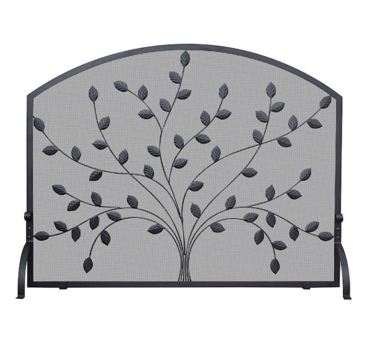 Mr. Bar-B-Q UniFlame® Single Panel Black Wrought Iron Screen with Leaf Design