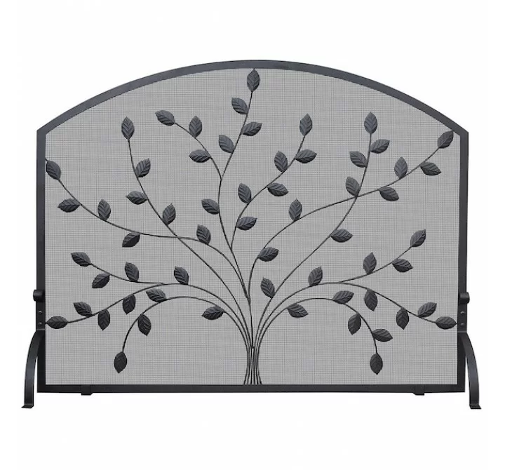 Mr. Bar-B-Q UniFlame® Single Panel Black Wrought Iron Screen with Leaf Design