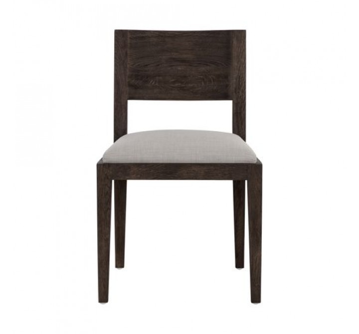 Sunpan Francis Dining Chair in Dark Brown-Linoso Light Grey - Front Angle