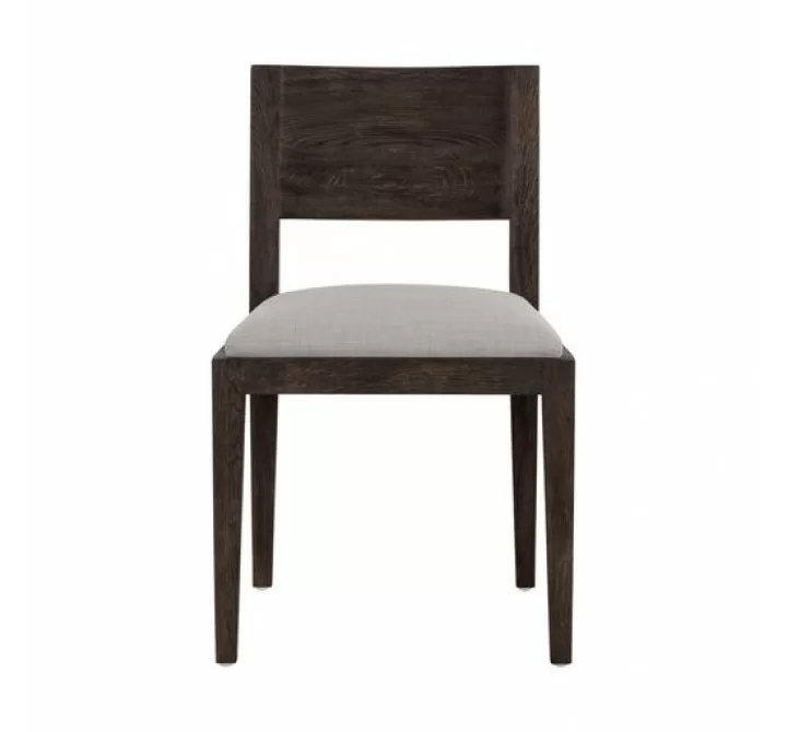 Sunpan Francis Dining Chair in Dark Brown-Linoso Light Grey - Front Angle