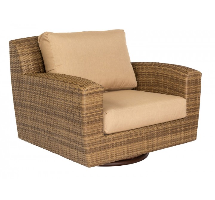 Woodard Saddleback Swivel Lounge Chair in Mocha