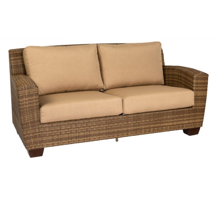 Woodard Saddleback Love Seat in Mocha