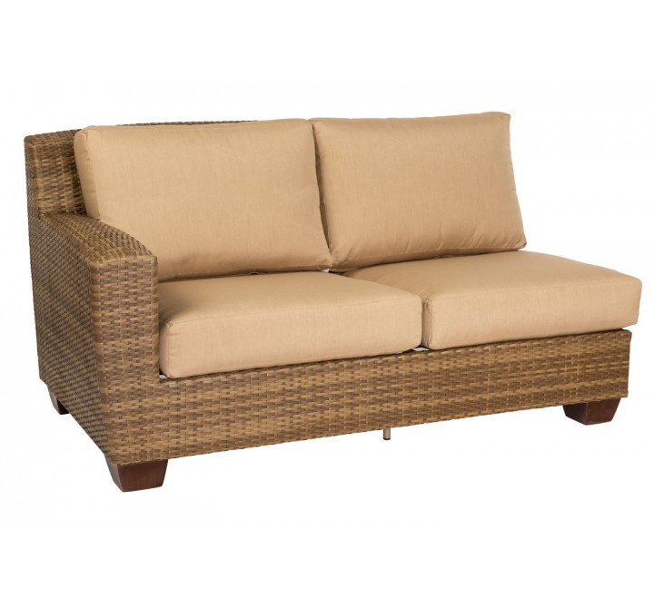 Woodard Saddleback Right Arm Facing Love Seat Sectional in Mocha
