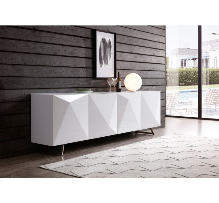 Whiteline Modern Living Samantha Buffet in White - Lifestyle