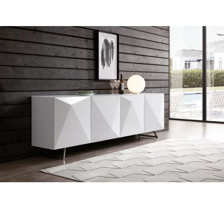Whiteline Modern Living Samantha Buffet in White - Lifestyle