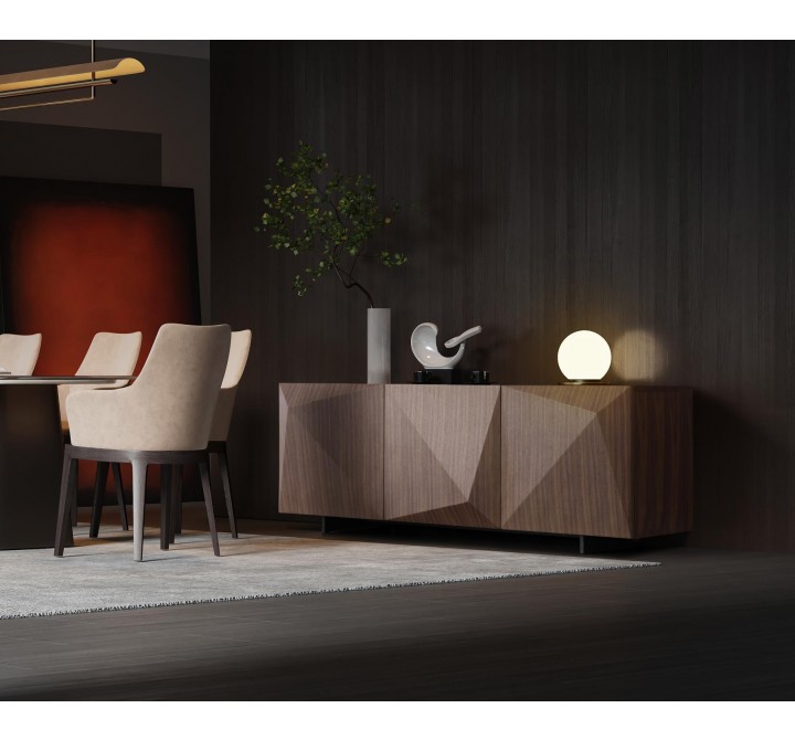 Whiteline Modern Living Geneva Buffet In Walnut Veneer Finish - Lifestyle