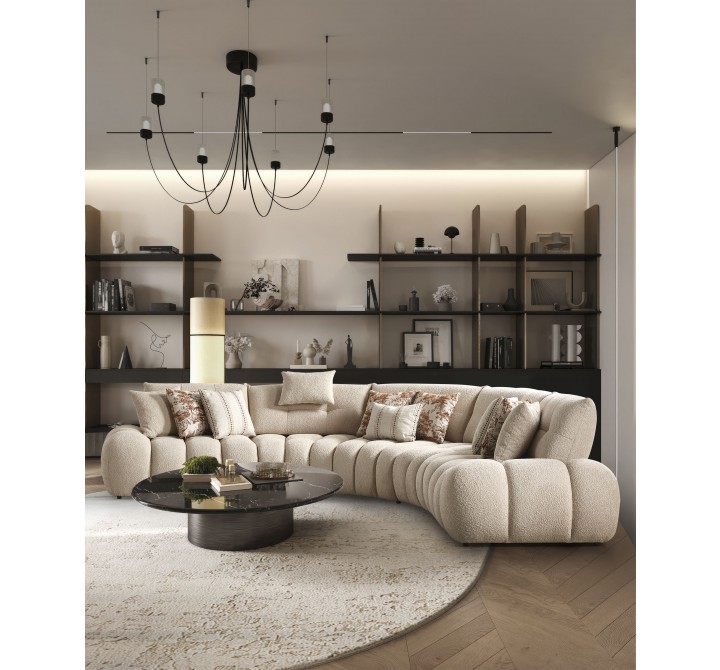 Luna Sectional in Taupe- Lifestyle 1