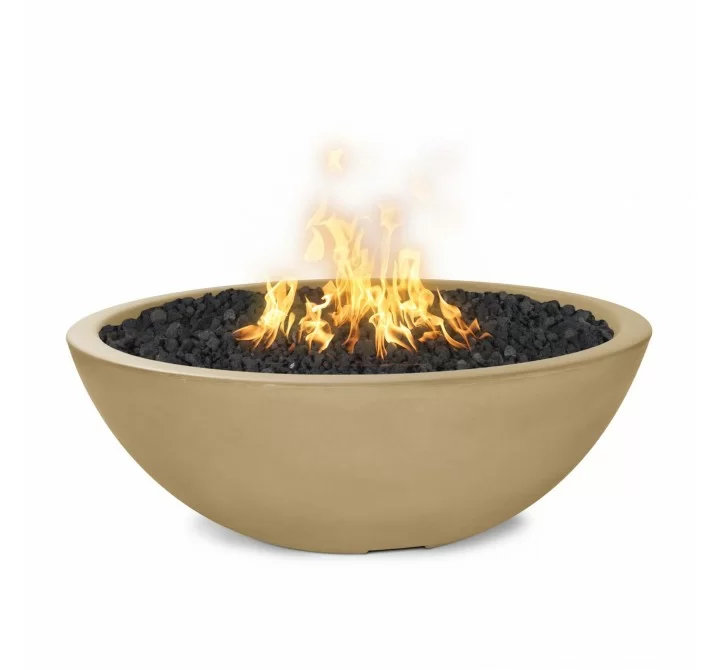 The Outdoor Plus 60" Sedona Concrete Narrow Ledge Fire Pit-Vanilla