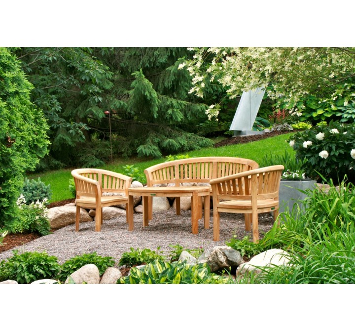 Anderson Teak Curve 4-Pieces Conversation Set Outdoor 