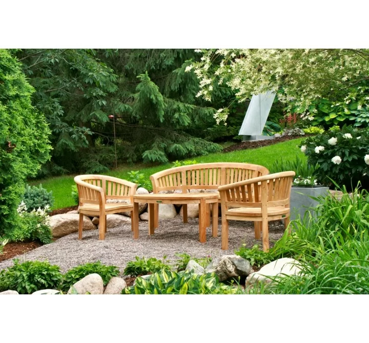 Anderson Teak Curve 4-Pieces Conversation Set Outdoor 