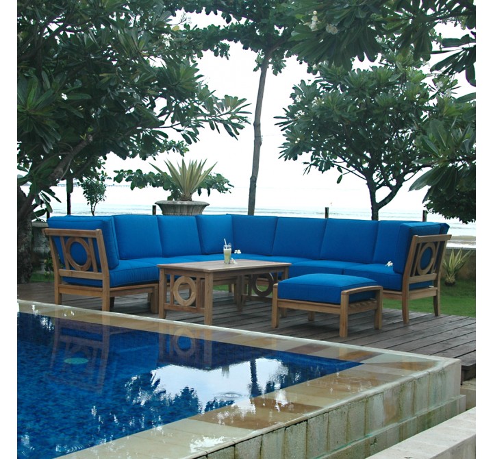 Anderson Teak Natsepa 9-Pieces Modular Set A Pool View
