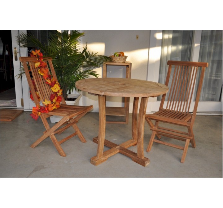 Anderson Teak Descanso Bristol 3-Pieces Dining Set Side View