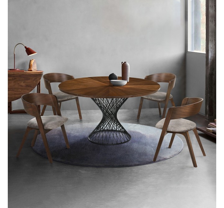 Armen Living Cirque and Jackie 5 Piece Walnut Round Dining Set