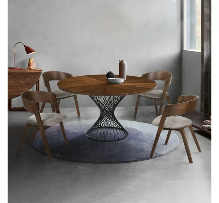 Armen Living Cirque and Jackie 5 Piece Walnut Round Dining Set