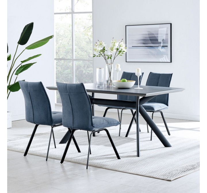 Armen Living Margot and Blue Rylee 5 Piece Modern Rectangular Dining Set