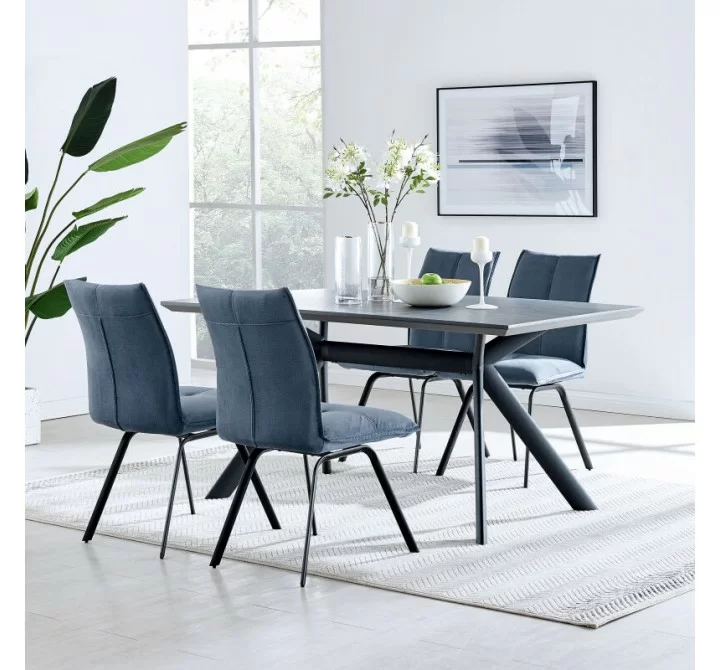 Armen Living Margot and Blue Rylee 5 Piece Modern Rectangular Dining Set
