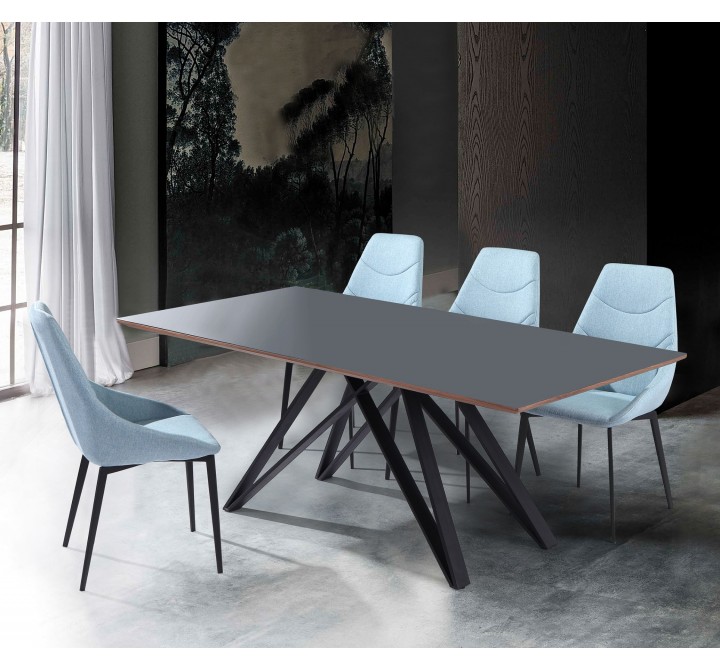 Urbino Contemporary Grey Glass 5 Piece Metal Dining Set